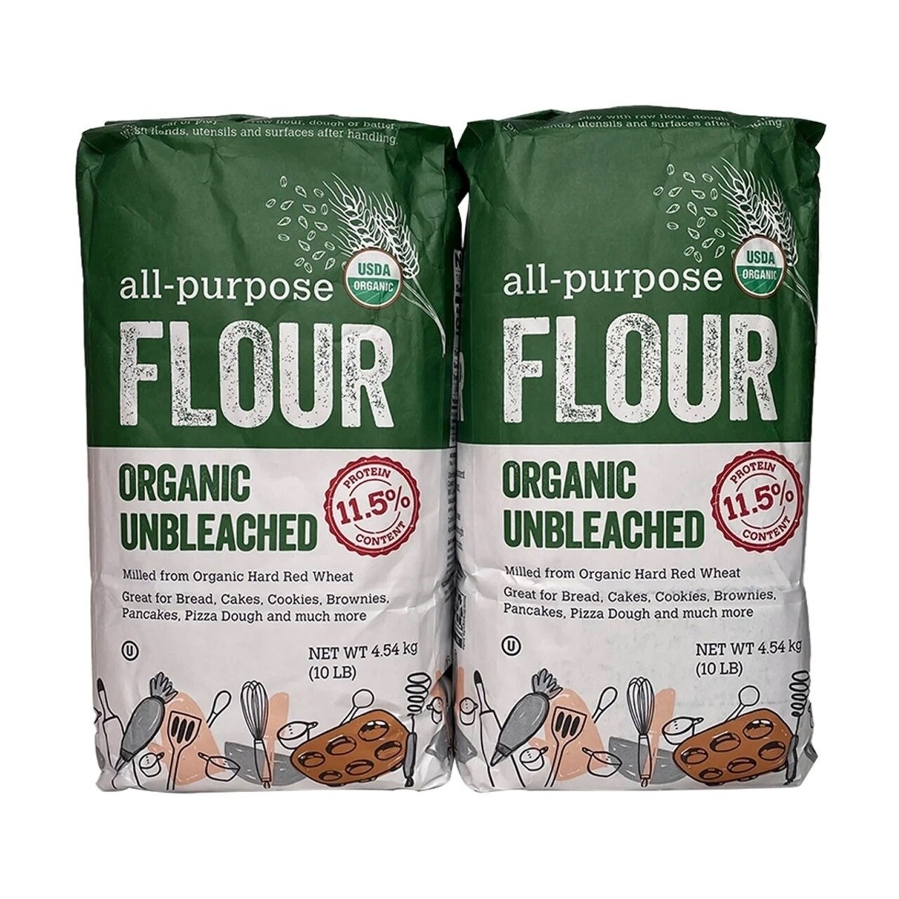 Kirkland Signature Organic Unbleached All Purpose Flour 10 Pounds (Pack Of 2)